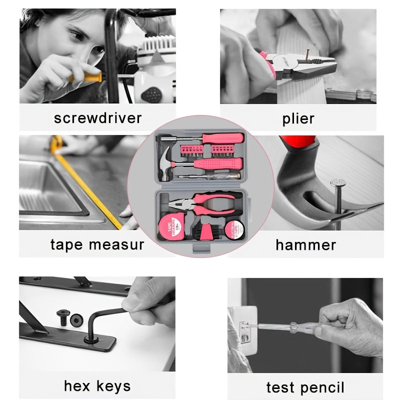 24 dona Uy-ro‘zg‘or avtomobil ta’mirlash asboblari to‘plami, karbon po‘lat, qisqichlar va burg‘ulash uchun bitlar bilan