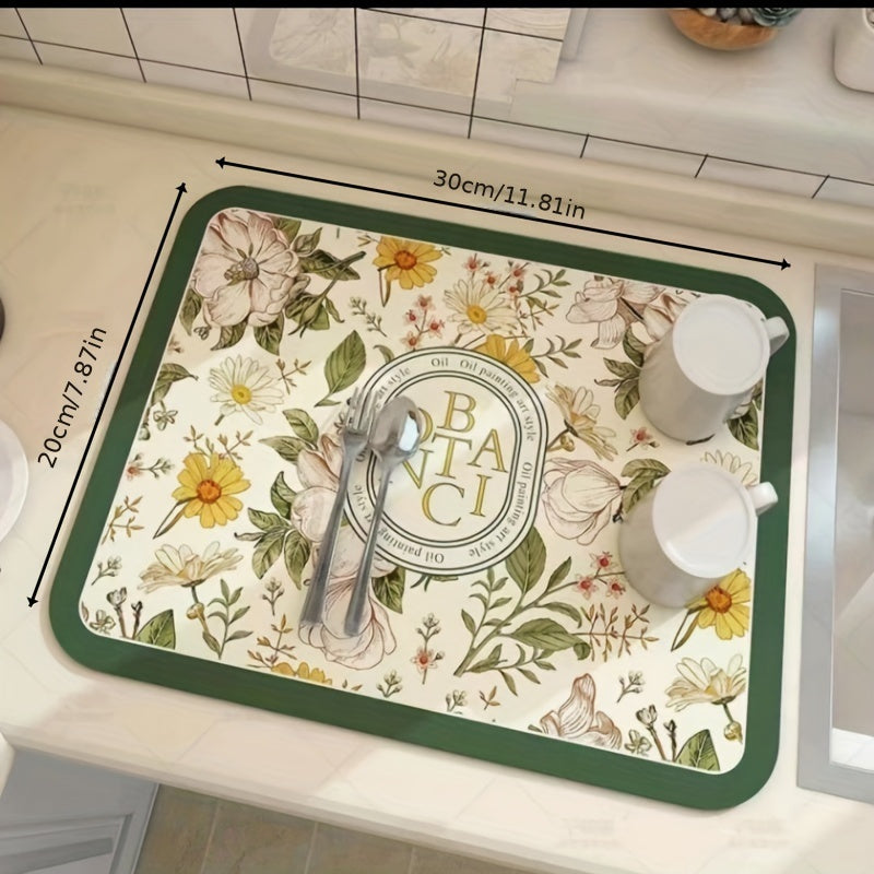 Diatomite Kitchen Drying Mat Non-Slip Washable Heat-Resistant Absorbent Pad