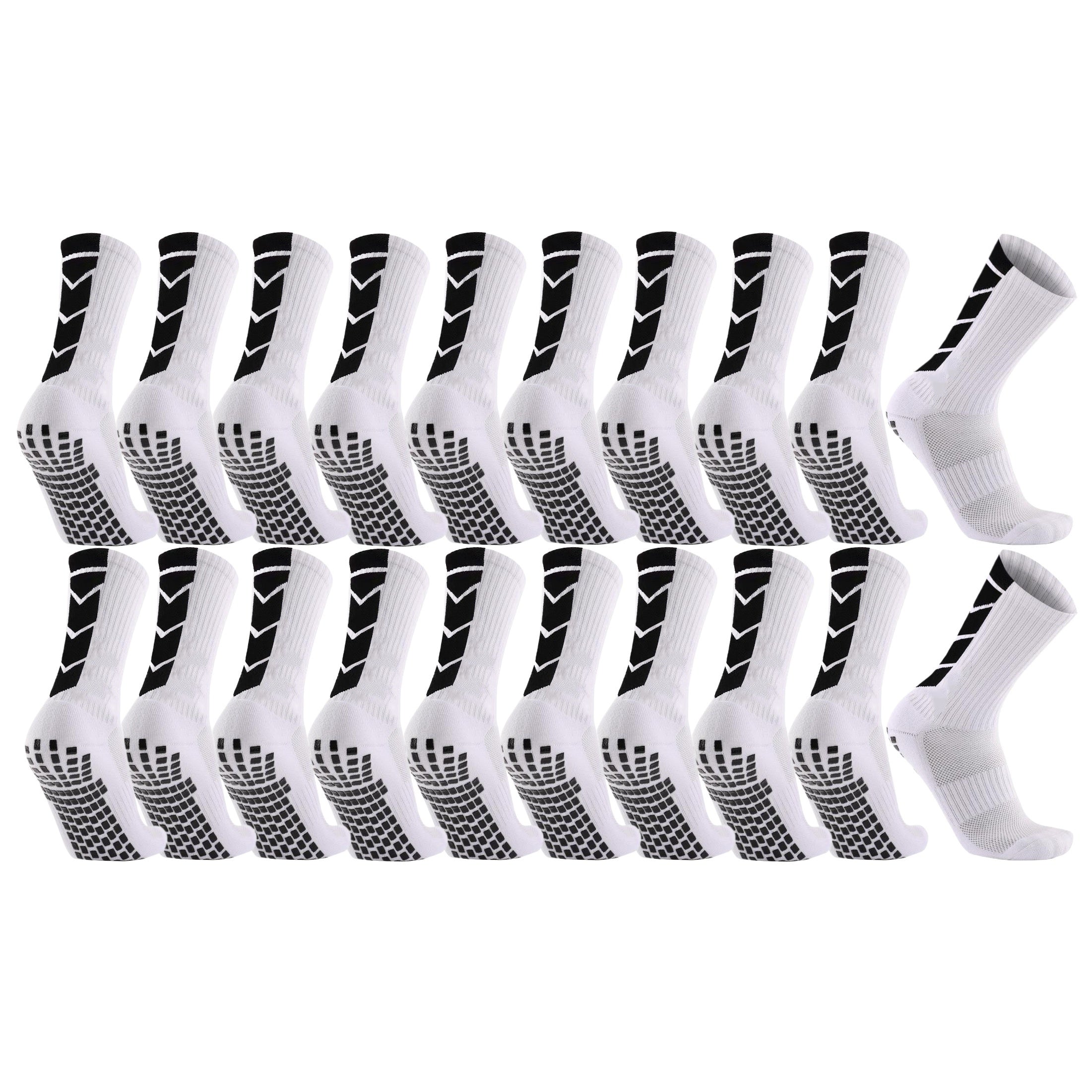 10 Pairs Unisex Athletic Sports Socks with Geometric Pattern Non-Slip Grip Knit Polyester for Soccer Basketball Skateboarding Rugby