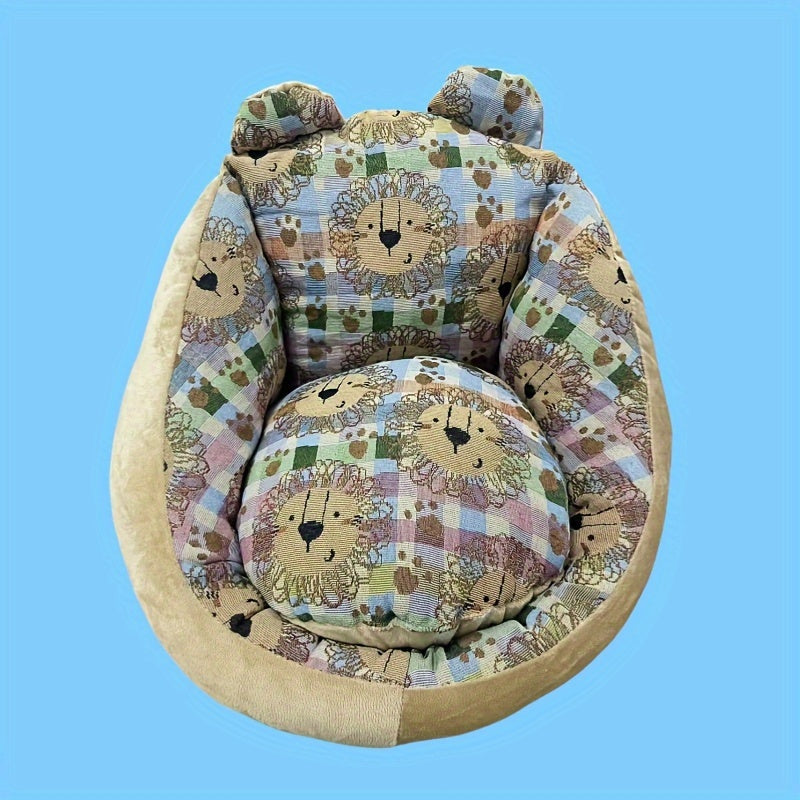 Cozy Oval Lazy Sofa with Knitted Gray Fabric and Thick Cushioned Seat