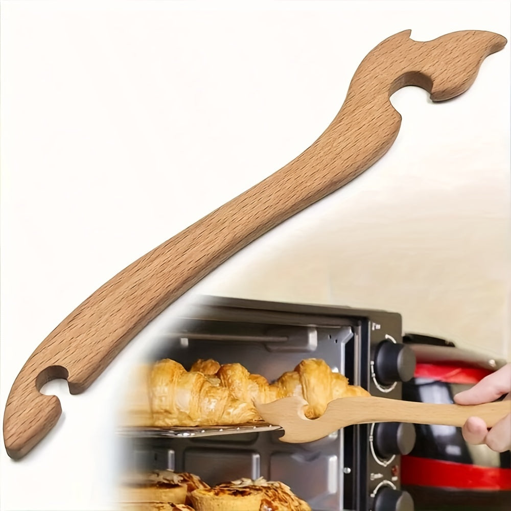Wooden Oven Rack Puller with Long Handle for Safe Removal from Kitchen and Toaster Ovens