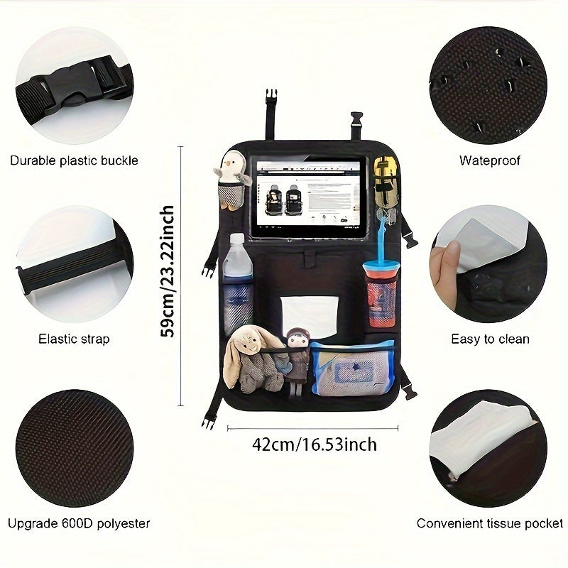 Car Seat Organizer with Storage Pockets and Hanging Mechanism for Rear Seat