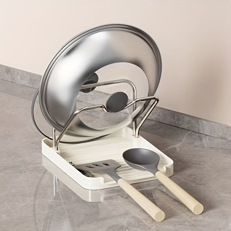 Double Layer Pot and Utensil Holder with Drainage, Durable ABS Kitchen Organizer