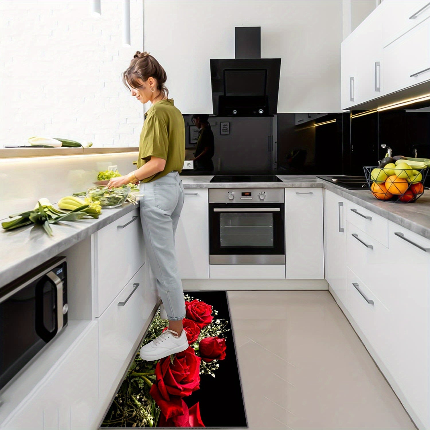 Набор кухонных ковриков с амортизирующими противострессовыми ковриками, водонепроницаемый, нескользящий, в рустикальном стиле