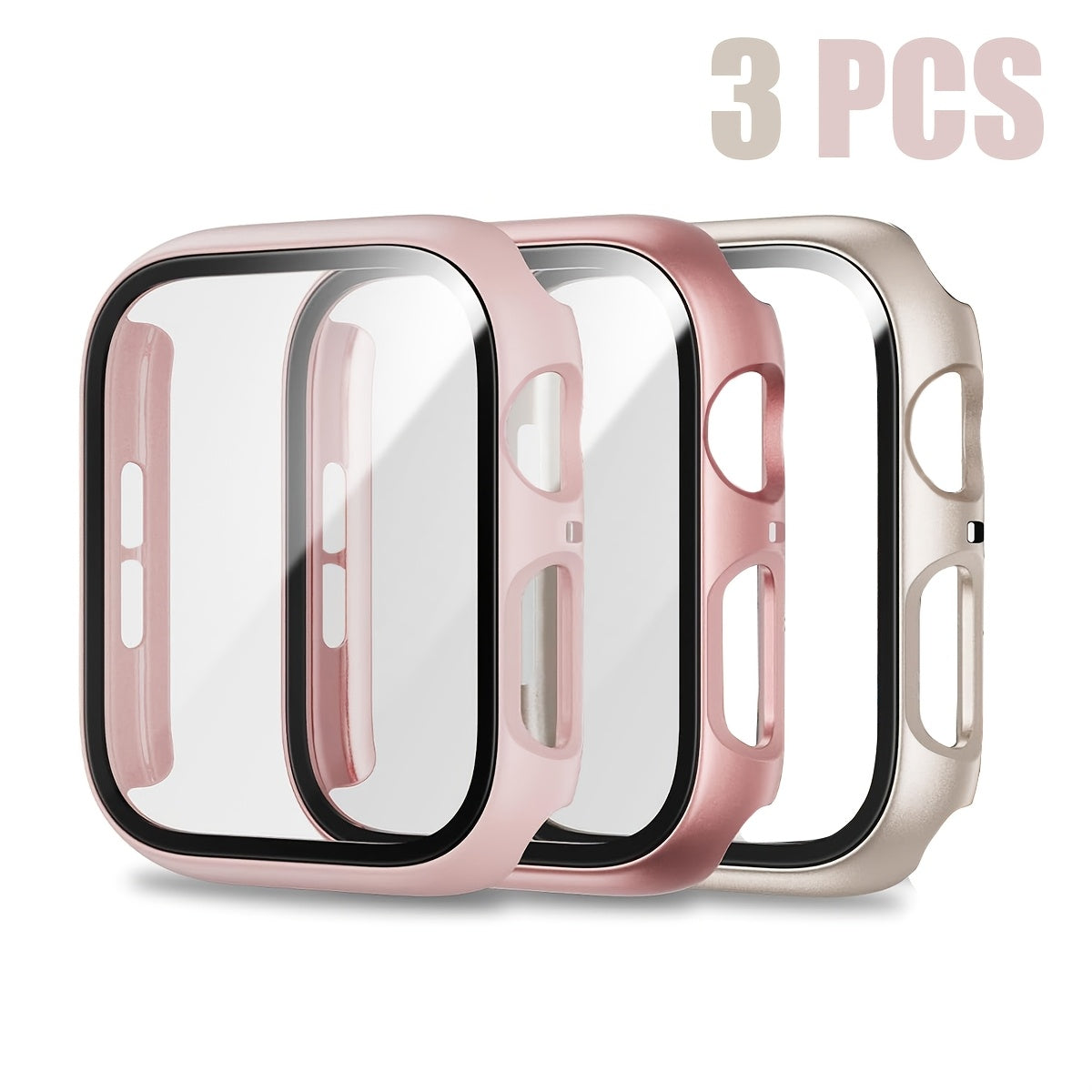 3pcs Apple Watch Cases for Men and Women Sports Leisure PC Hard Tempered Glass Screen Protector
