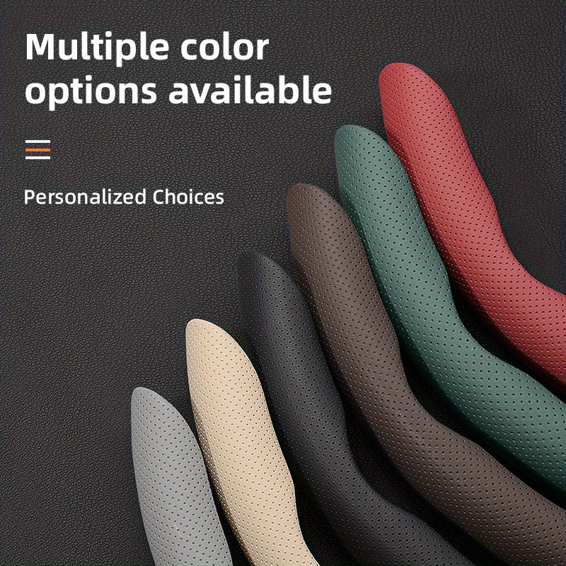 Universal Breathable PU Leather Steering Wheel Cover 2PCS Anti-Slip Durable