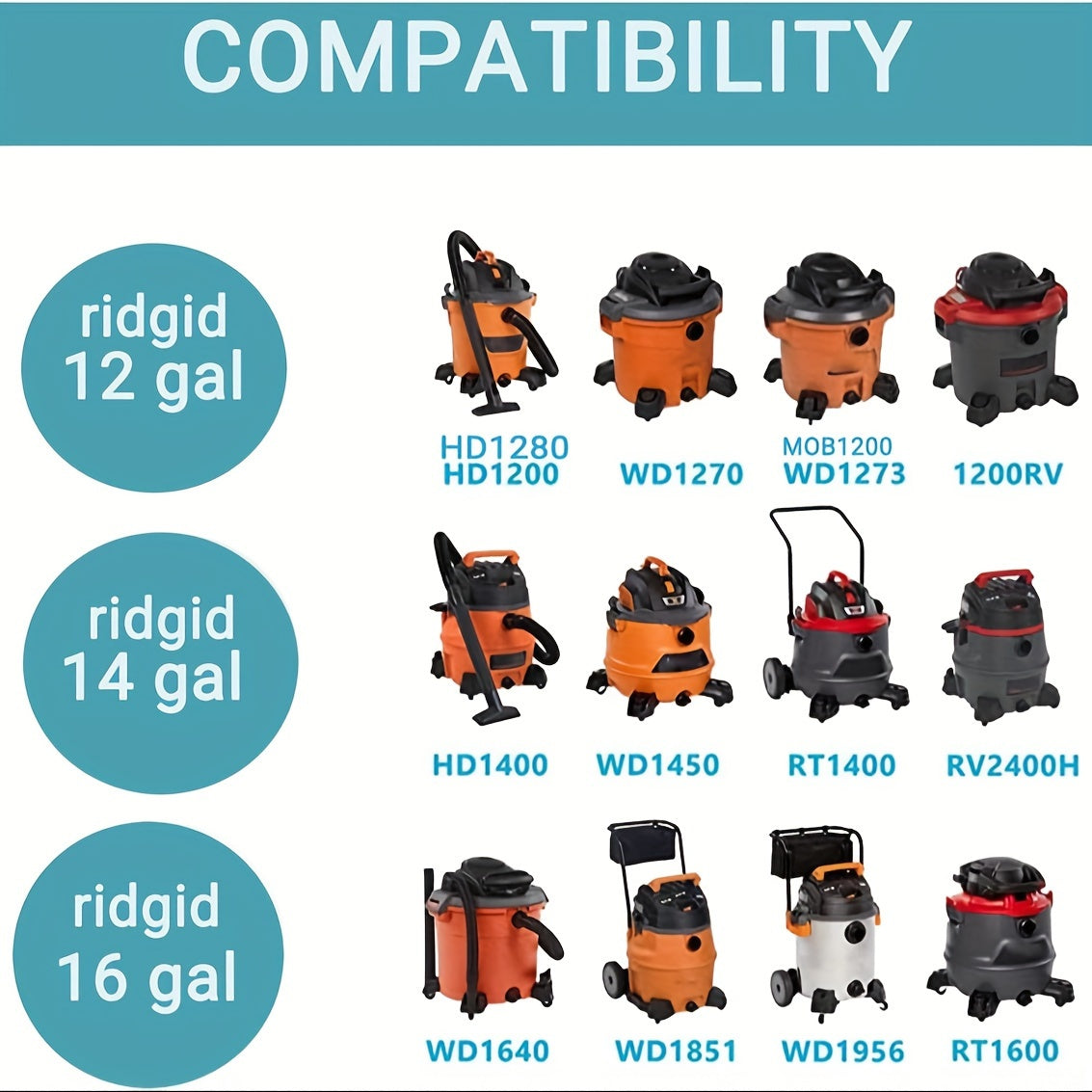 12 Replacement Vacuum Dust Bags for Shop Vac 45-60L, High Efficiency