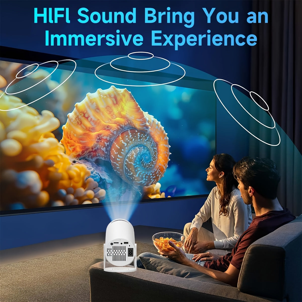 Мини портативный HD проектор 4K с поддержкой беспроводной связи Android 11 150ANSI