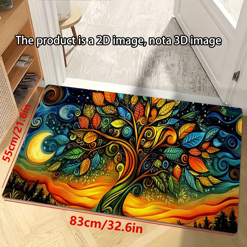 Kitchen Mat Waterproof Anti-Slip Absorbent Abstract Tree Design 1pc