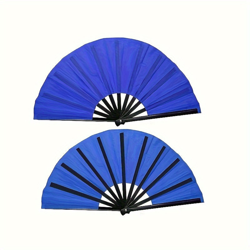Foldable Nylon Cloth Fan for Dance Martial Arts Performance Non-Skid Grip