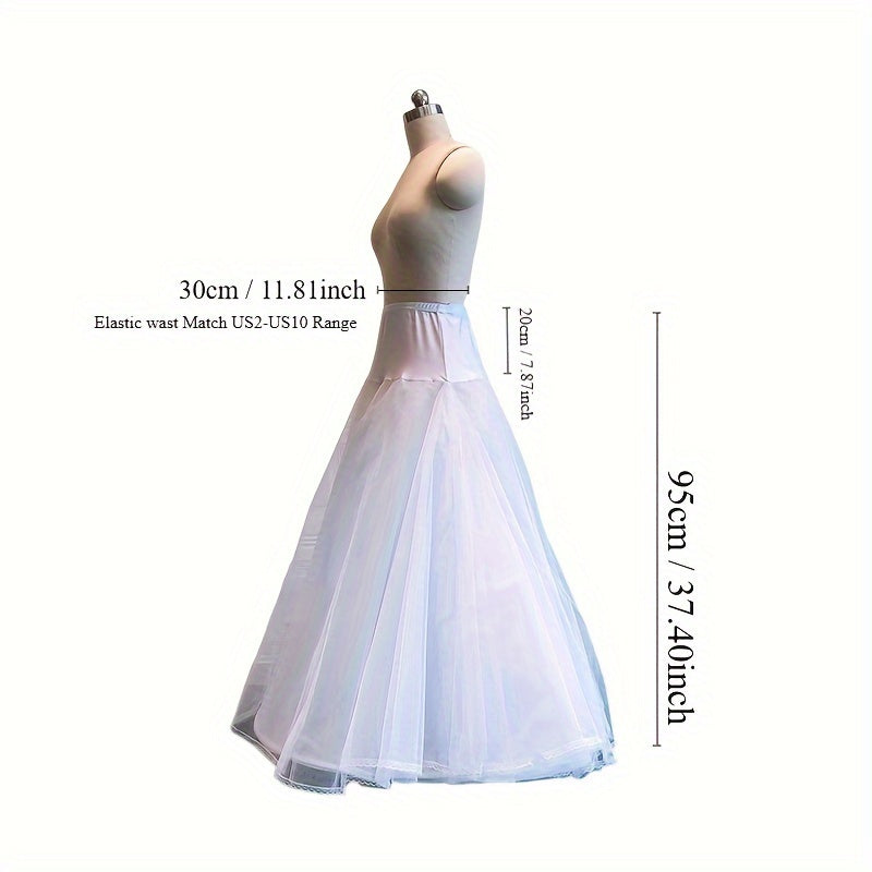 Wedding Dress Petticoat A-Line Skirt with Elastic Waist Polyester for Bridal Season