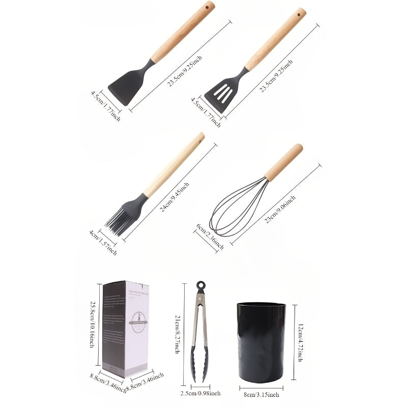 Silicone Kitchen Utensil Set 12 Pieces Non-Stick Food Grade Cooking Tools