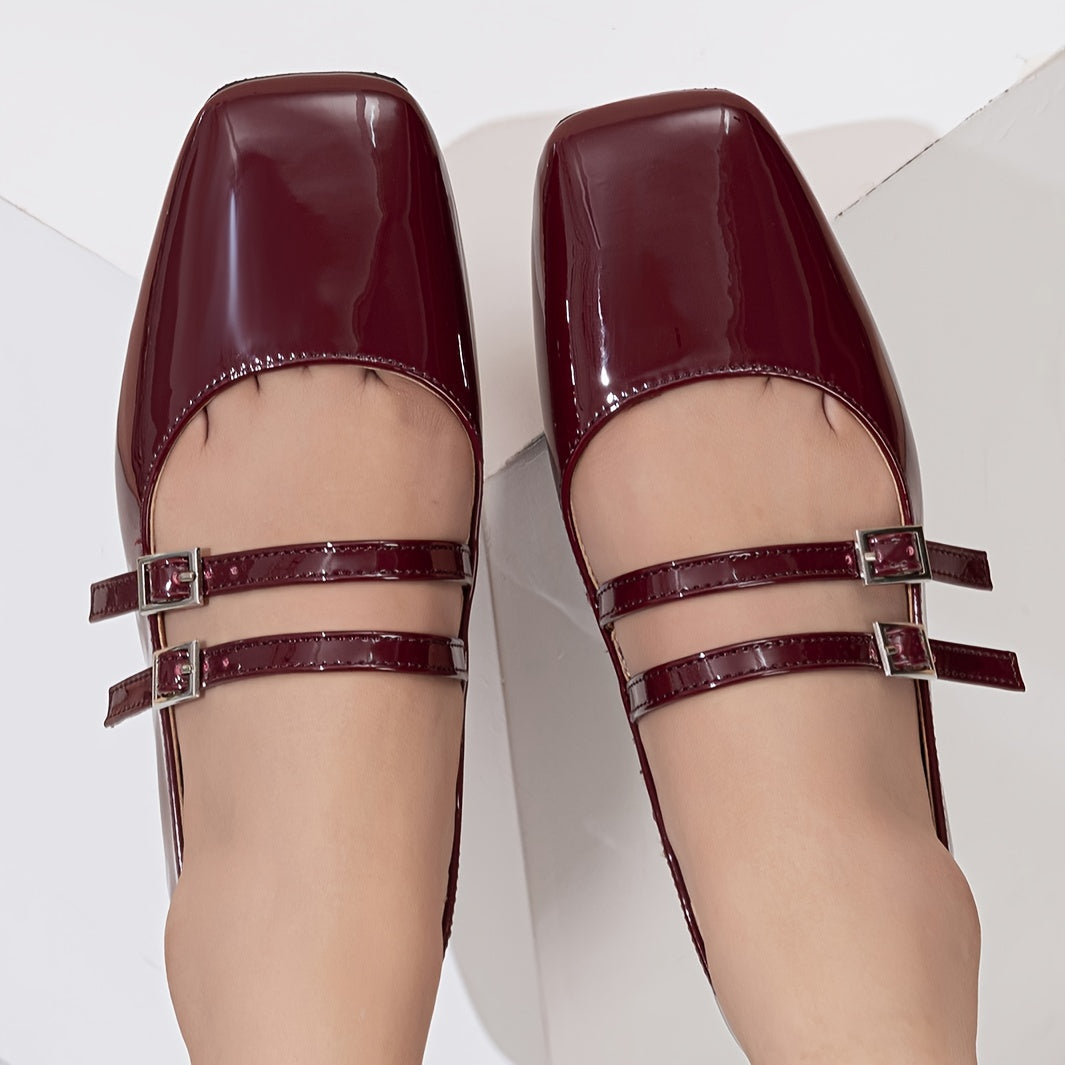 Women's Casual Mary Jane Flats with Buckle Closure and TPR Sole