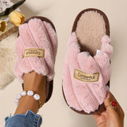 Unisex Checkered Plush Slippers Non-Slip EVA Sole All-Season Home Shoes