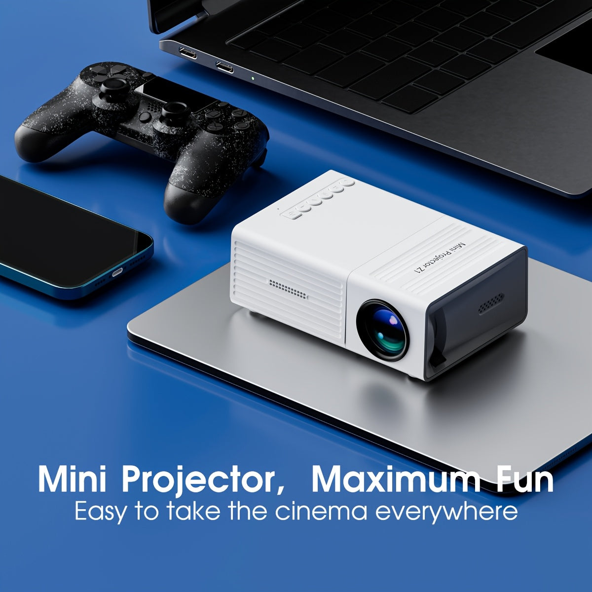 Portable Home Theater Projector Compatible with TV Stick Laptop Smartphone