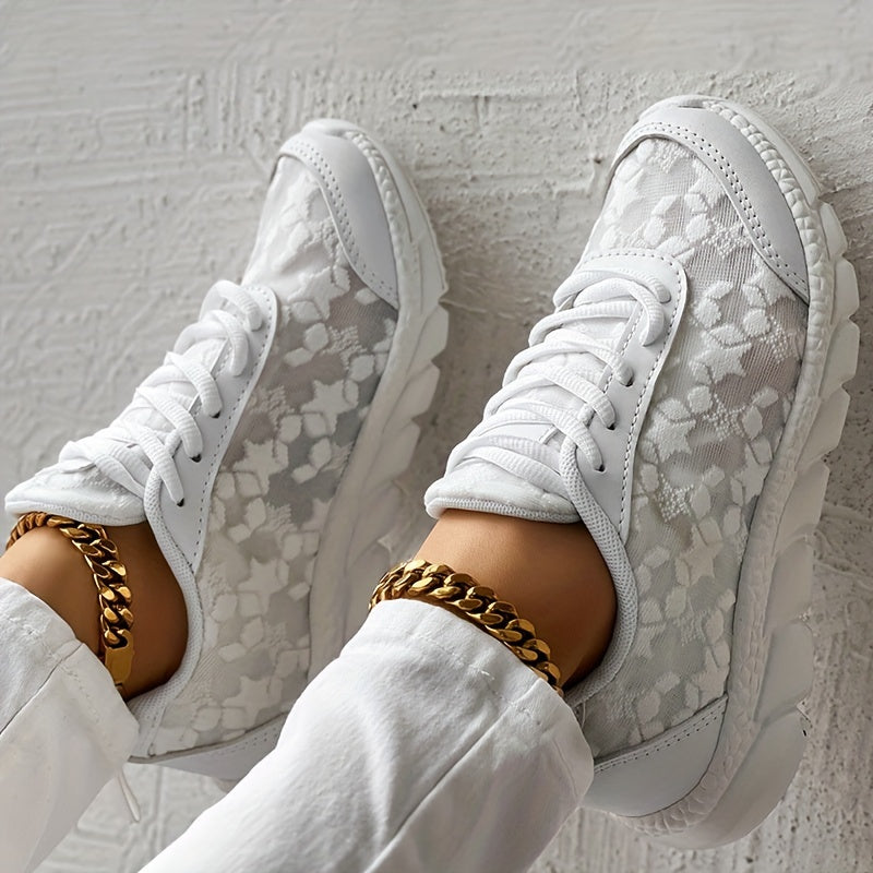 Women's Mesh Lace Sneakers Breathable Lightweight Casual Shoes