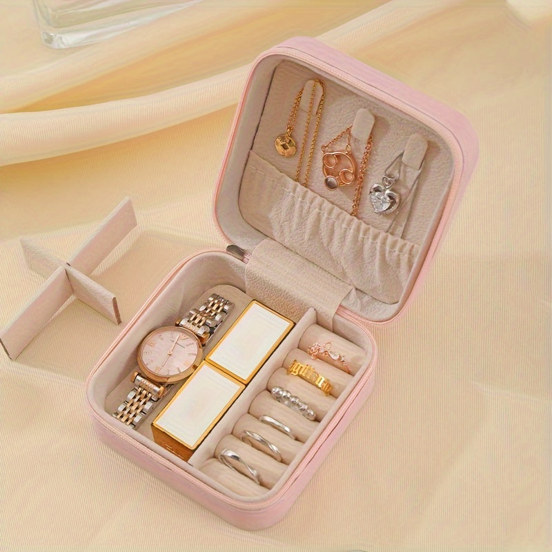 Коробка для хранения украшений из искусственной кожи для колец, ожерелий, серег, путешествий