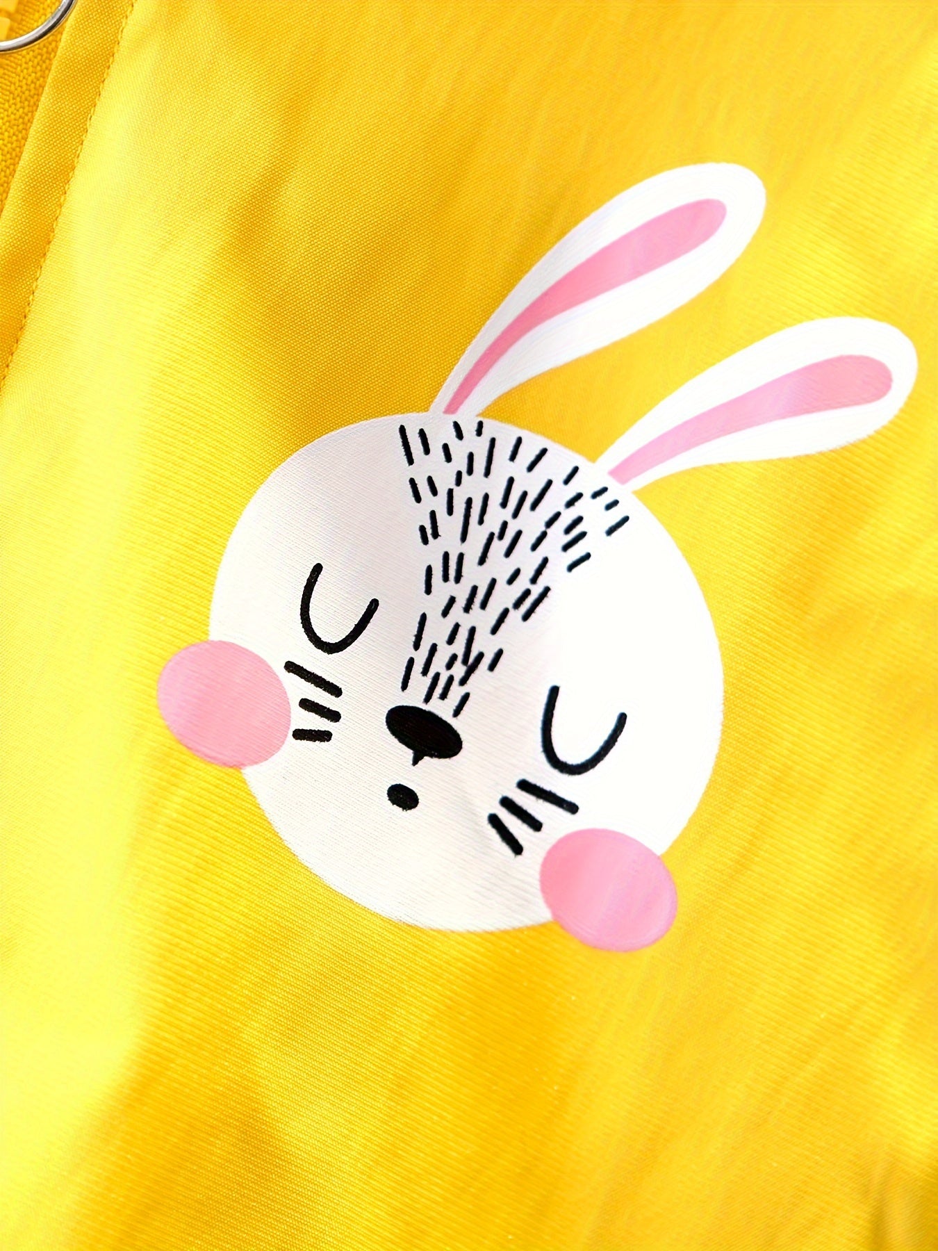 Girls' Hooded Coat with Rabbit and Flower Design for Spring and Fall Outdoor Activities