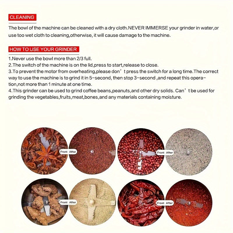 220V нержавеющая сталь электрическая мельница для зерна с 4 лезвиями для тонкого помола