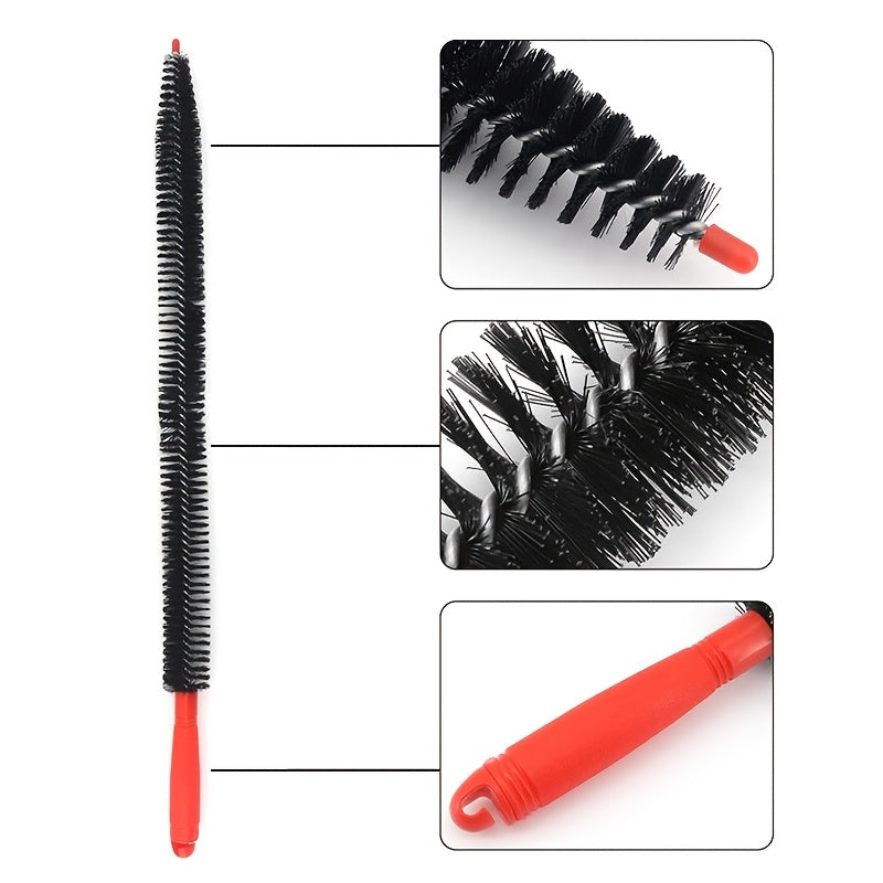 Set of 13 Red Chimney and Exhaust Fan Brushes, Adjustable Nylon Duct Cleaners