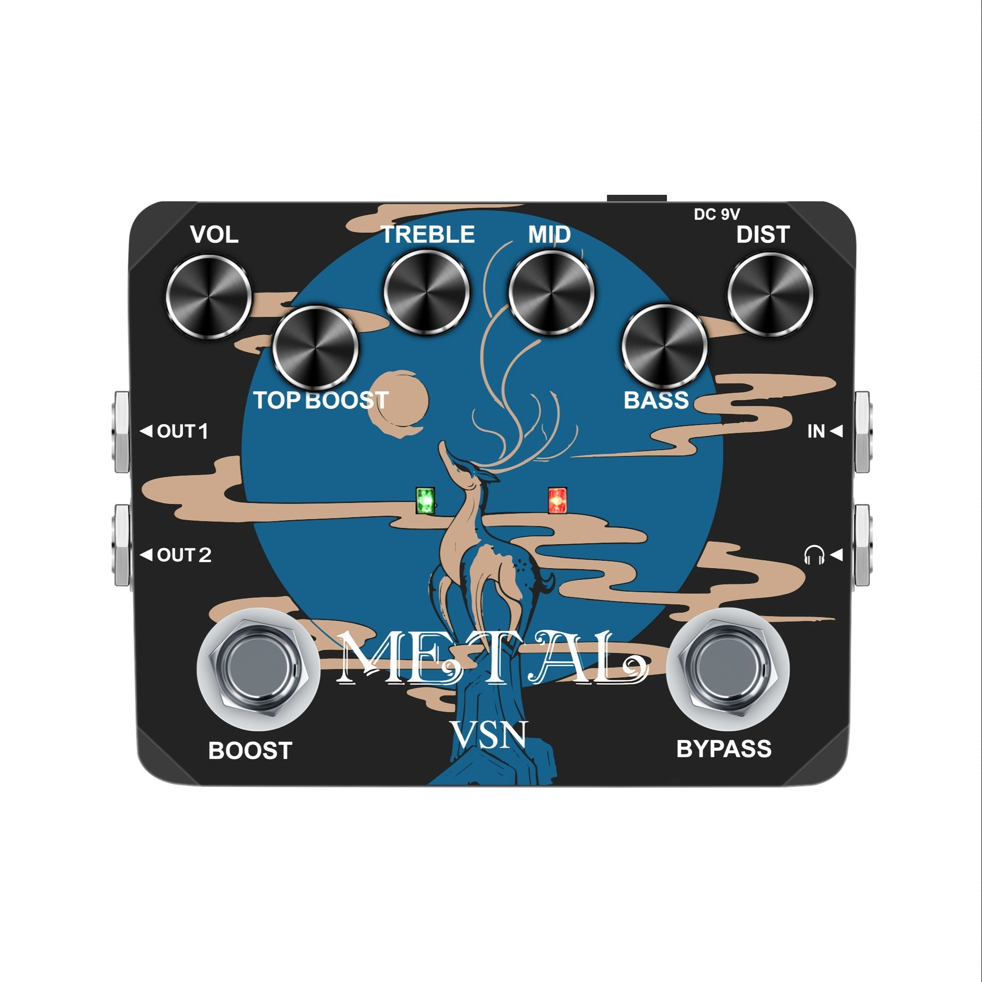VSN Heavy Metal Distortion Pedali - Haqiqiy o‘tkazish, 80-yillar va 90-yillar tovushlari, Quloqchin chiqishi, Mustahkam alyuminiy qotishmasi