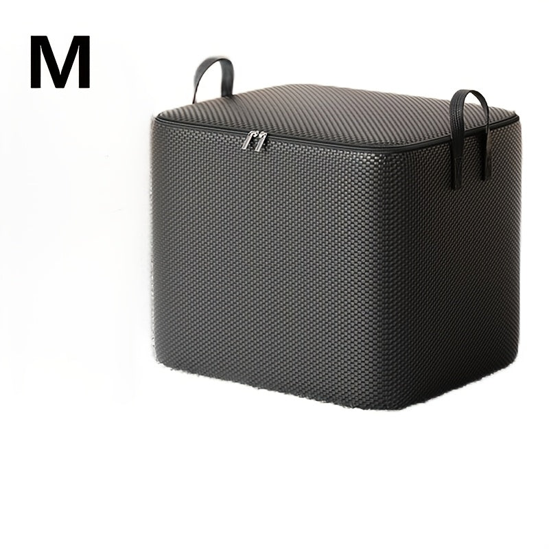 Black Extra Large Canvas Storage Box with Lid Waterproof Dustproof Moisture-Proof for Clothing Quilts Household Moving