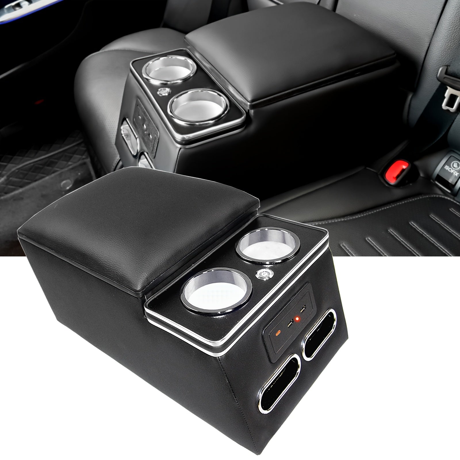 Ящик для хранения подлокотника в центре автомобиля с USB-портами и держателем для телефона