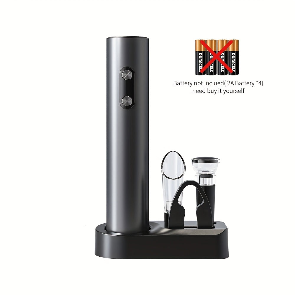 Electric Wine Bottle Opener Set with Foil Cutter Pourer Stopper and Storage Base