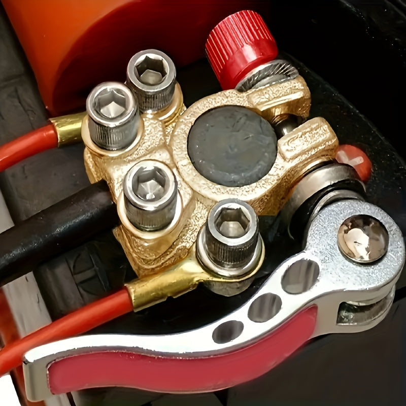 2 Pieces Car Battery Terminal Connectors Quick Release Zinc Alloy Durable Fit 4-Way Terminals