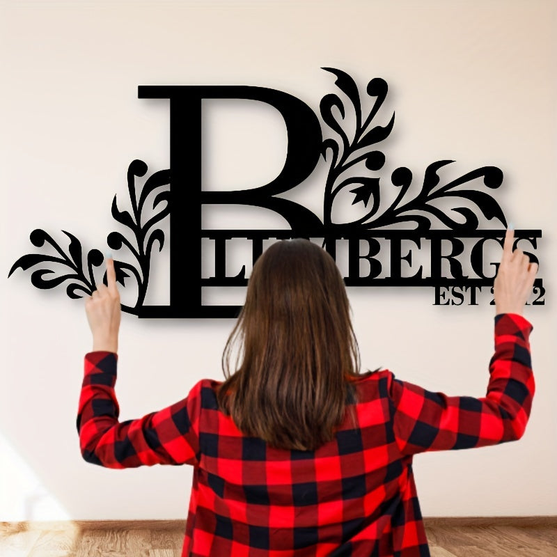 Personalized Metal Family Name Sign Custom Last Name and Date Outdoor Door Hanger