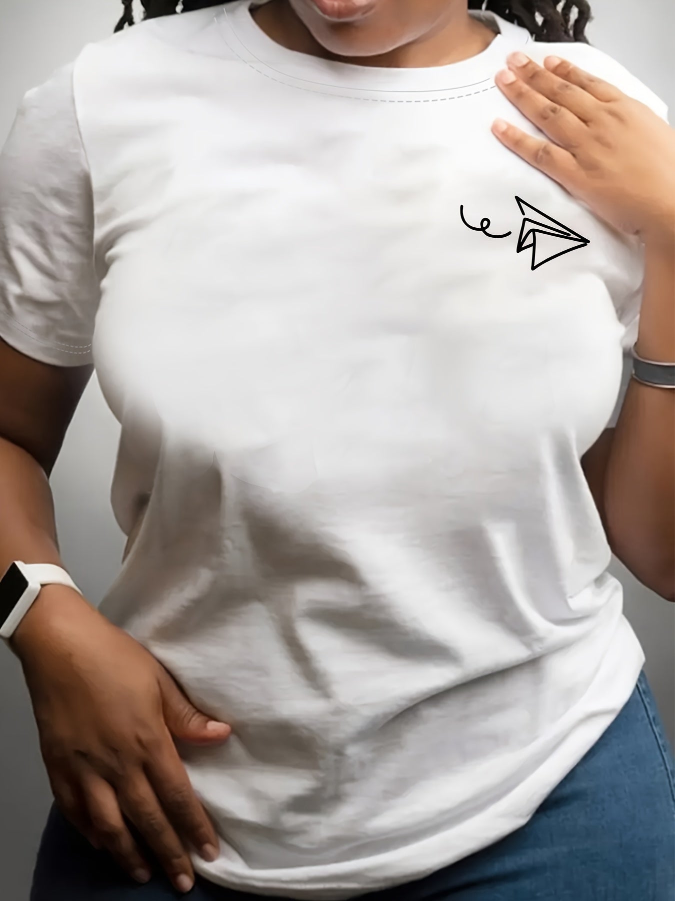 Plus Size Women's Casual Sports T-Shirt Breathable Short Sleeve Print