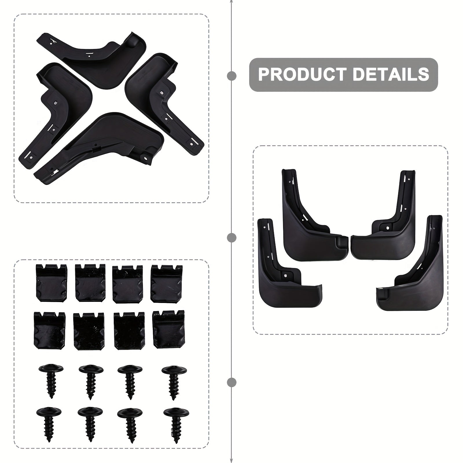 Car Wheel Fenders Splash Guards ABS Plastic Black for 2023 Sedan