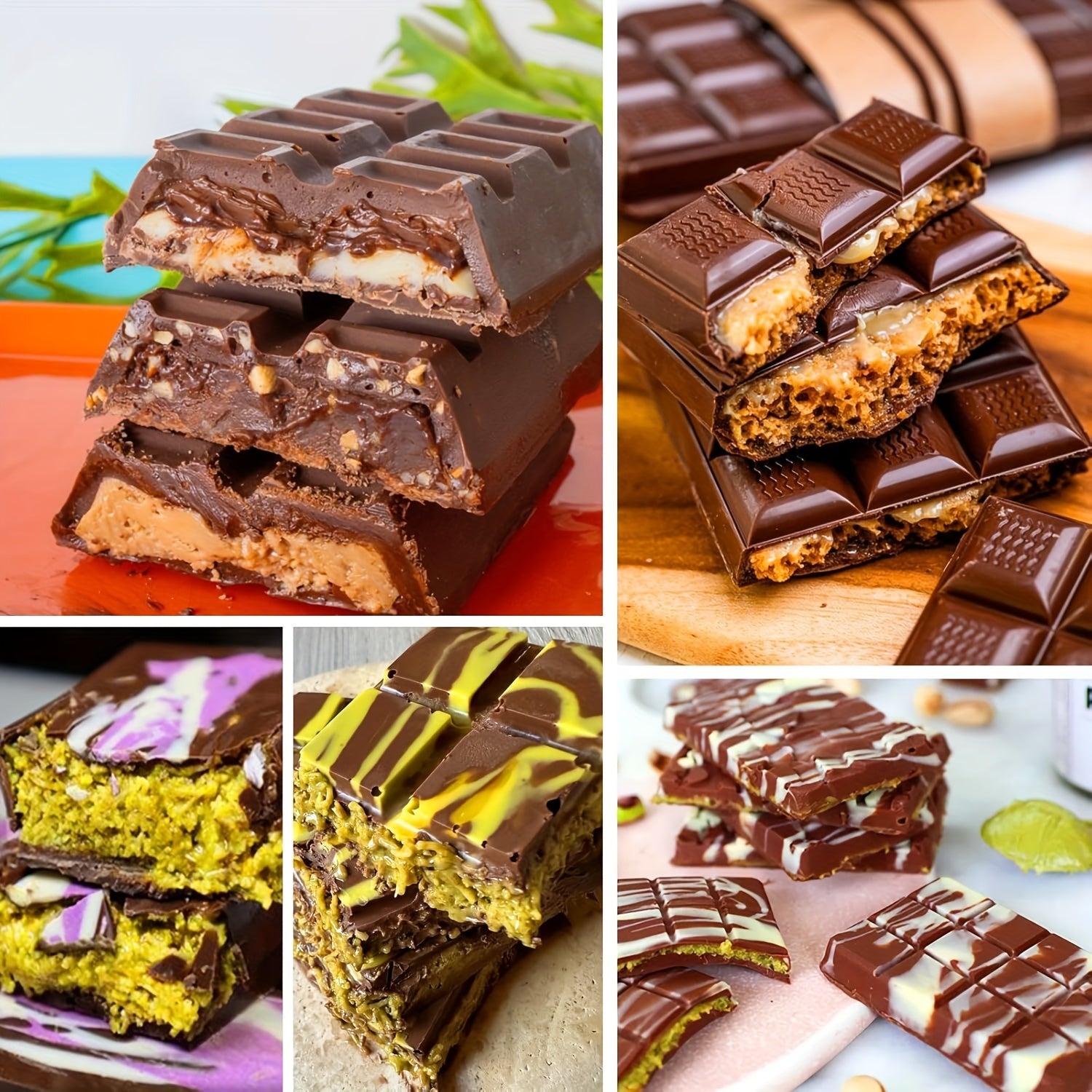 Silicone Chocolate Bar Mold Large Deep Stuffed Candy Bar Design Non-Stick Durable Baking Tool