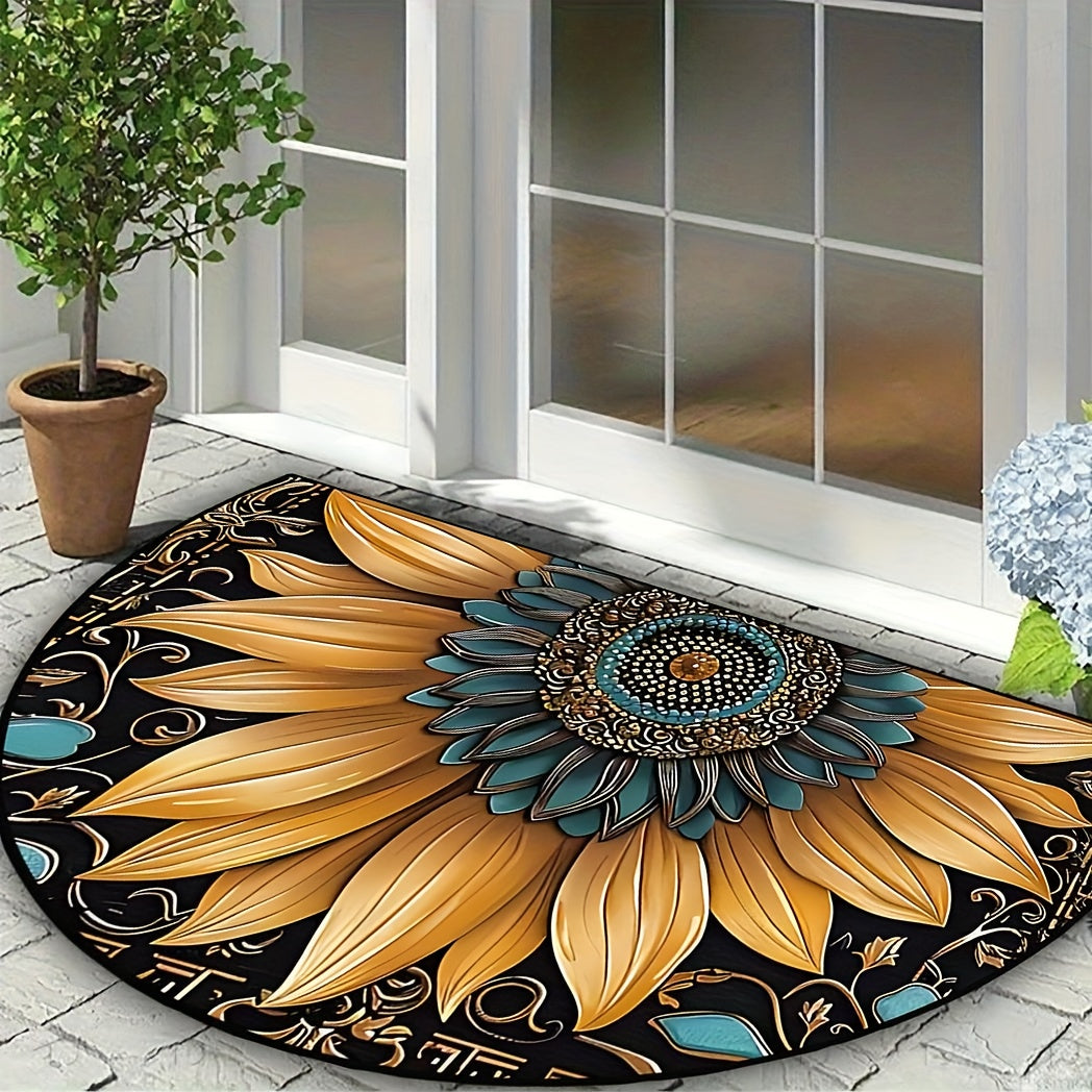 Sunflower Welcome Mat Indoor Outdoor Slip-Resistant Rug Crystal Velvet Durable