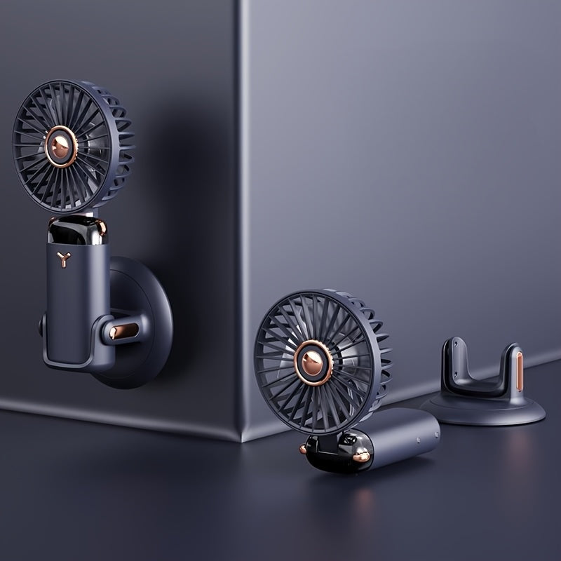 Portable Fan with LED Display 5 Speeds Foldable Dual USB Rechargeable Lithium Battery for Desk Office Bedroom Outdoor Travel Camping