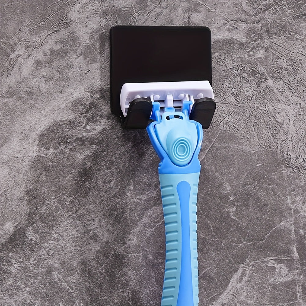 2PCS Wall Mounted Razor Holder Bathroom Storage Rack No Punch Needed