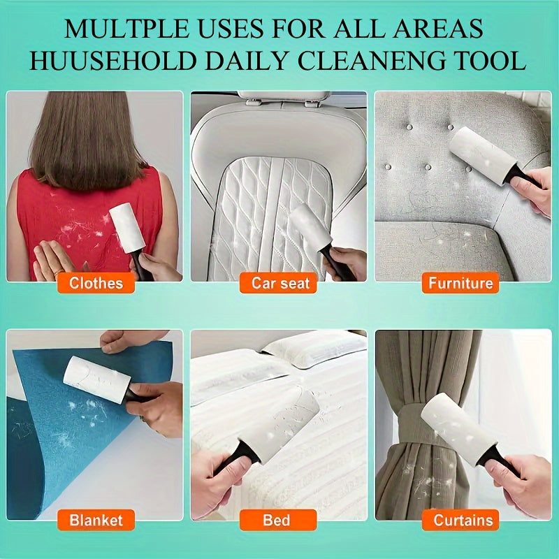 Pet Hair Remover Roller Set with 60 Sheets for Clothes Furniture and Carpets