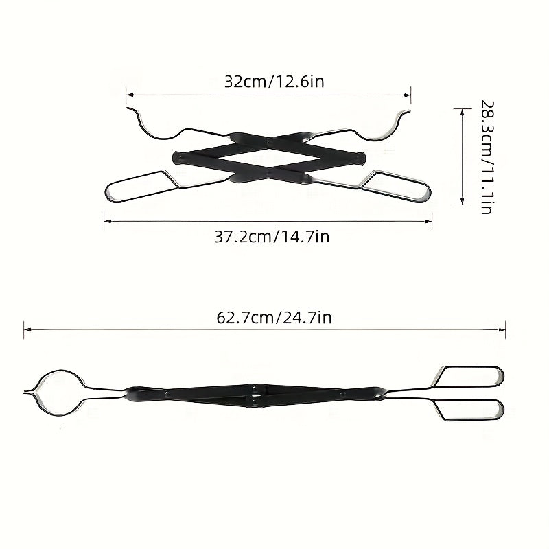 Durable Forged Iron Fire Tongs Log Grabber for Fireplace and Camping