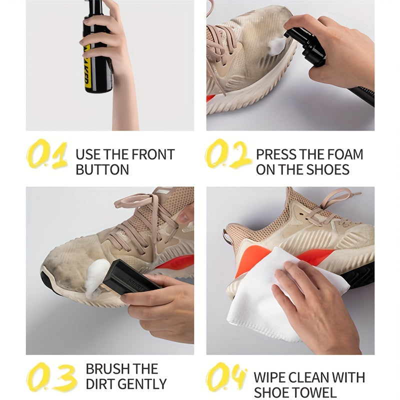 Unisex Shoe Cleaning Kit With Foam Cleaner Brushes Towel Easy Dry