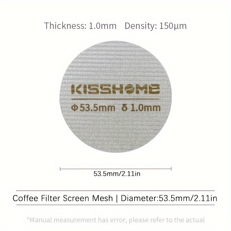 316 zanglamas po'latdan yasalgan qayta ishlatiladigan espresso puck ekran, issiqqa chidamli, 51mm, 53.5mm va 58.5mm diametrlarida mavjud. Breville mashinalari va 51mm, 54mm, va 58mm portafilterlar bilan mos keladi. Qahva aksessuarlarini o'z ichiga oladi.