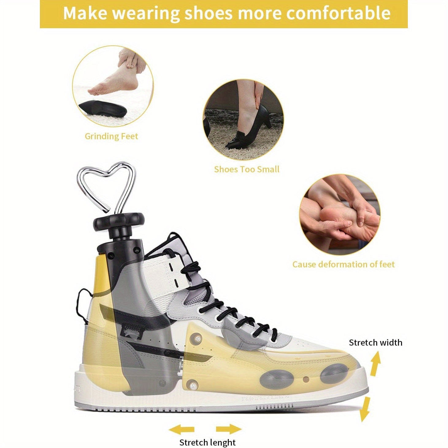 Unisex Plastic and Metal Adjustable Shoe Tree with Shoehorn for Boots