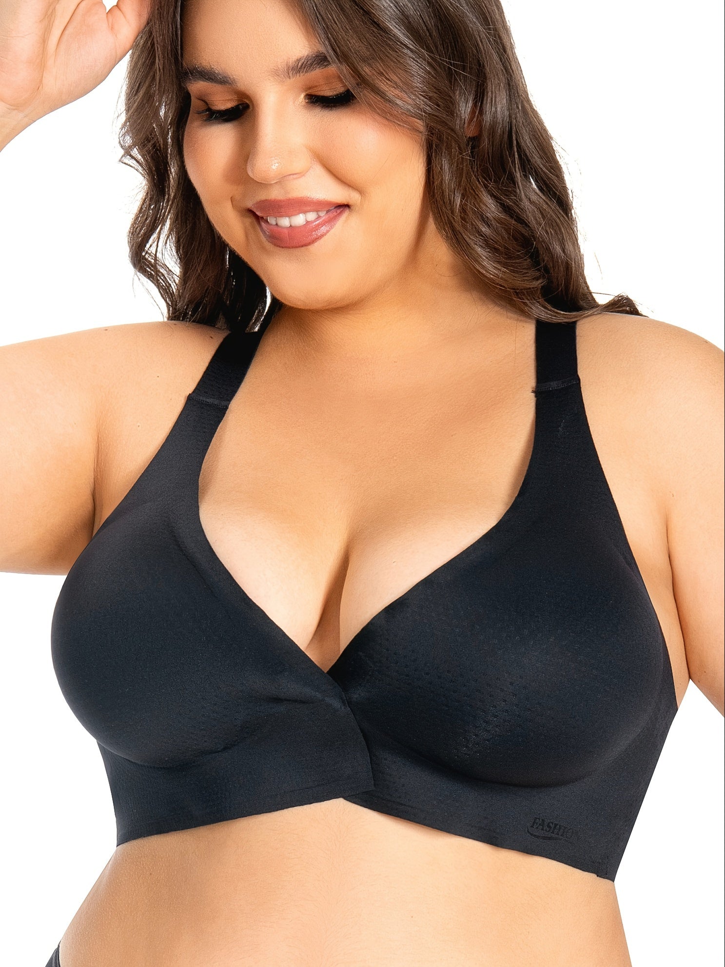 Plus Size Solid Color Non-Wired Sports Bra with Removable Underwire