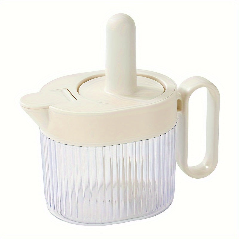 Envase de condimentos de plástico con cuchara, tapa retráctil a prueba de fugas, frasco transparente para almacenamiento en la cocina