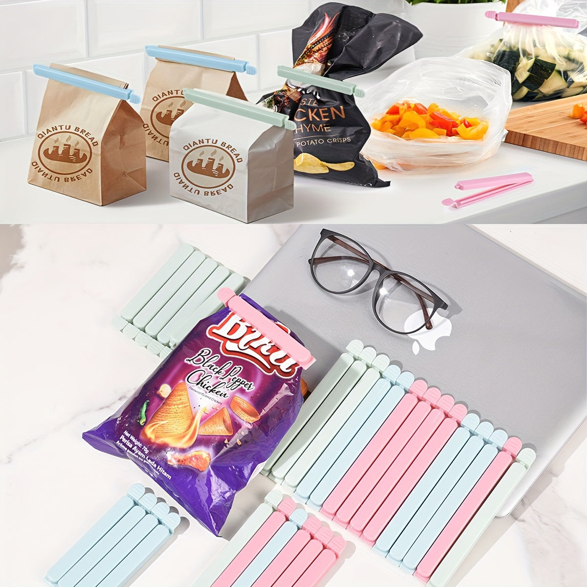 Oziq-ovqat saqlash kliplari 5 yoki 10 dona, oziq-ovqatning yangi holatini saqlash uchun havo o'tkazmaydigan sumka kliplari