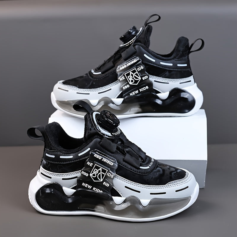 Boys High Top Basketball Shoes Non-Slip Shock Absorbing Outdoor Sneakers
