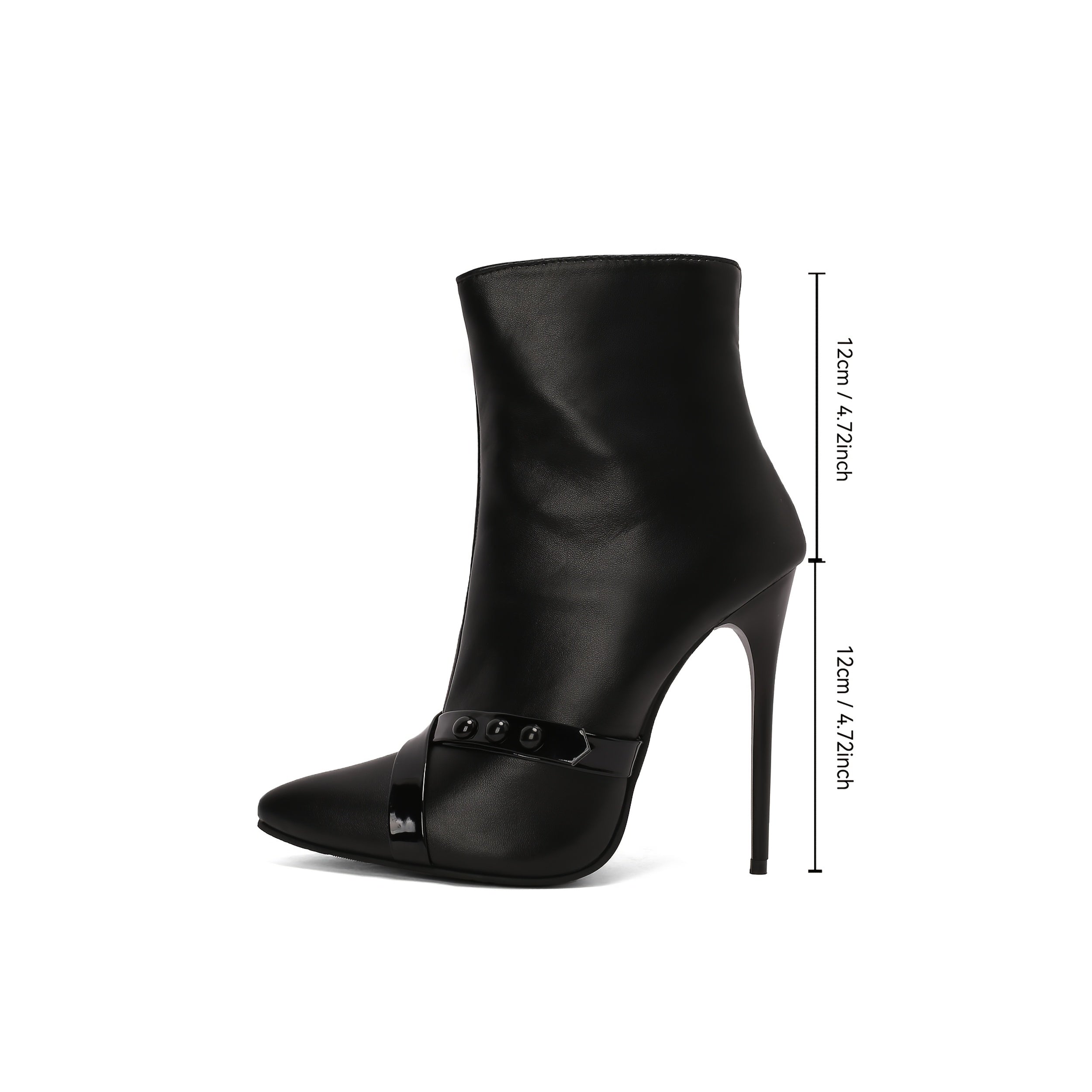 Women's Black Synthetic Pointed Toe Stiletto Ankle Boots with Zipper