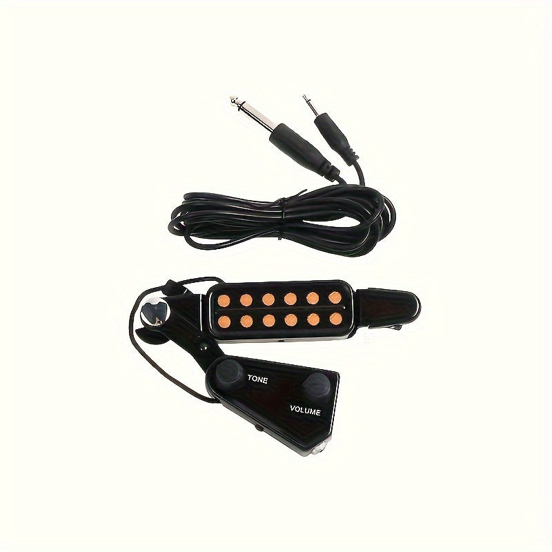 12-Hole Magnetic Acoustic Guitar Pickup with Adjustable Volume and Tone Control