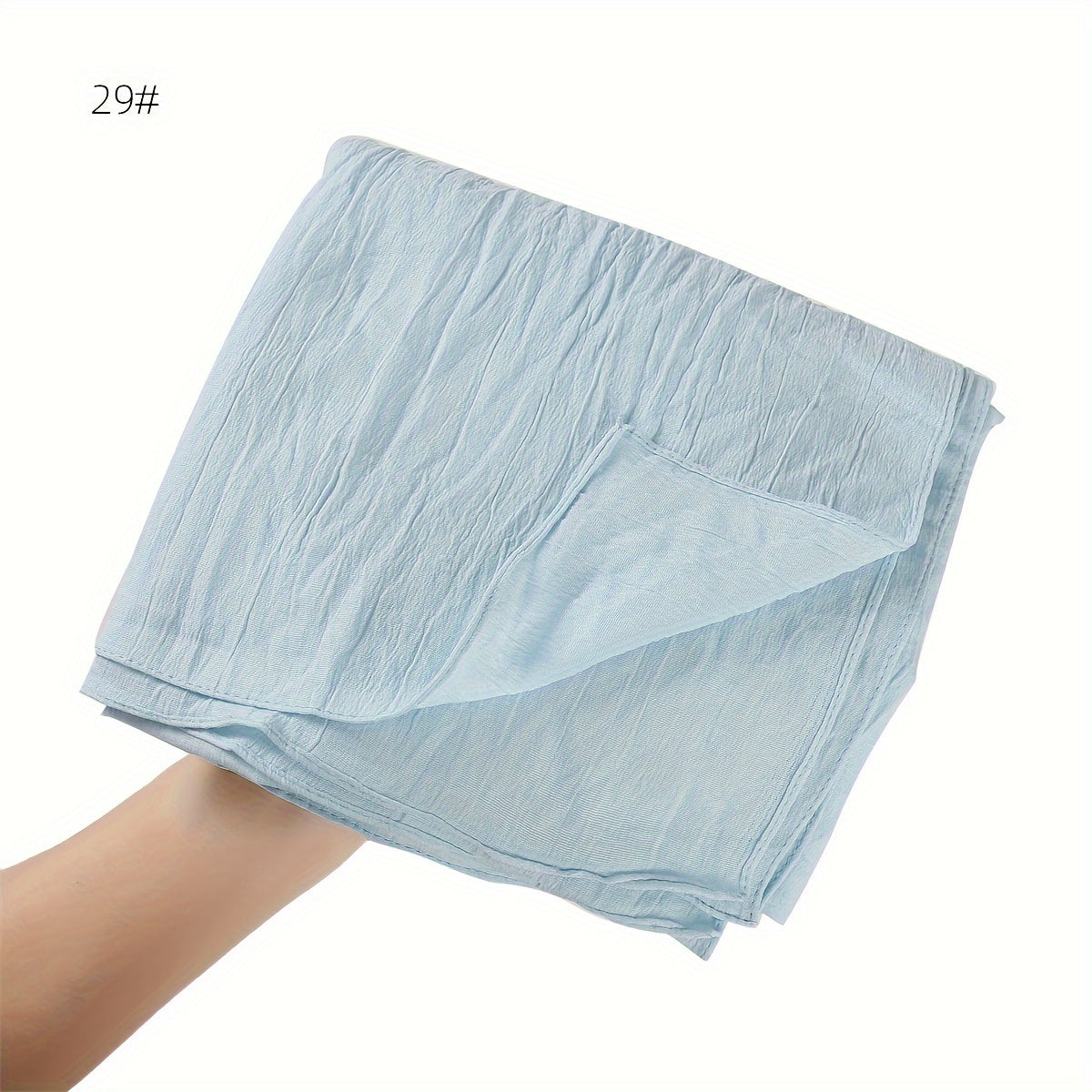 Breathable Muslim Women Hijab Solid Color Casual Crinkled Texture Sun and Wind Protection