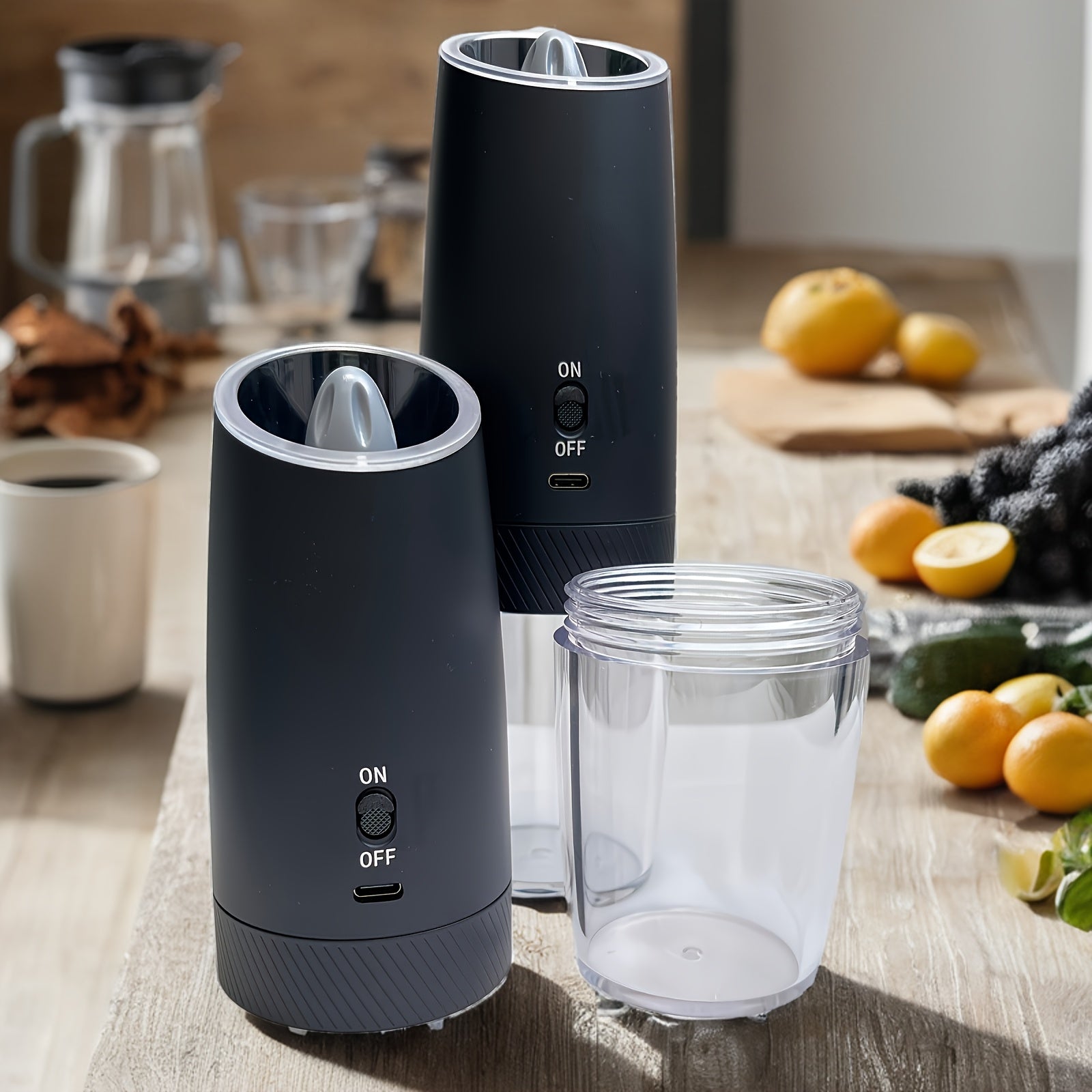 2-to'plamli qayta tiklanadigan elektr qalampir va tuz maydalagich to'plami, tortishish bilan sezgir LED chiroq, USB zaryadlash, 5000 RPM