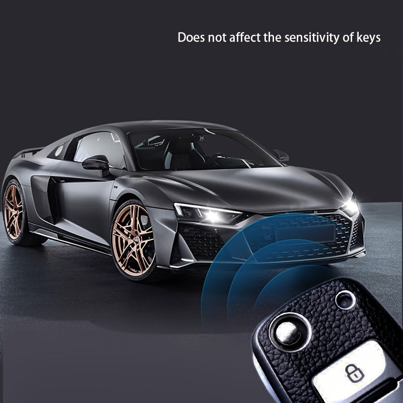 Car Key Protective Cover Leather Grain 3-Button Anti-fall Wear-Resistant